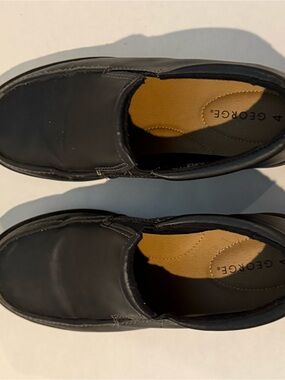 George Black Slip-On Kids Dress Shoes with Tan Insole